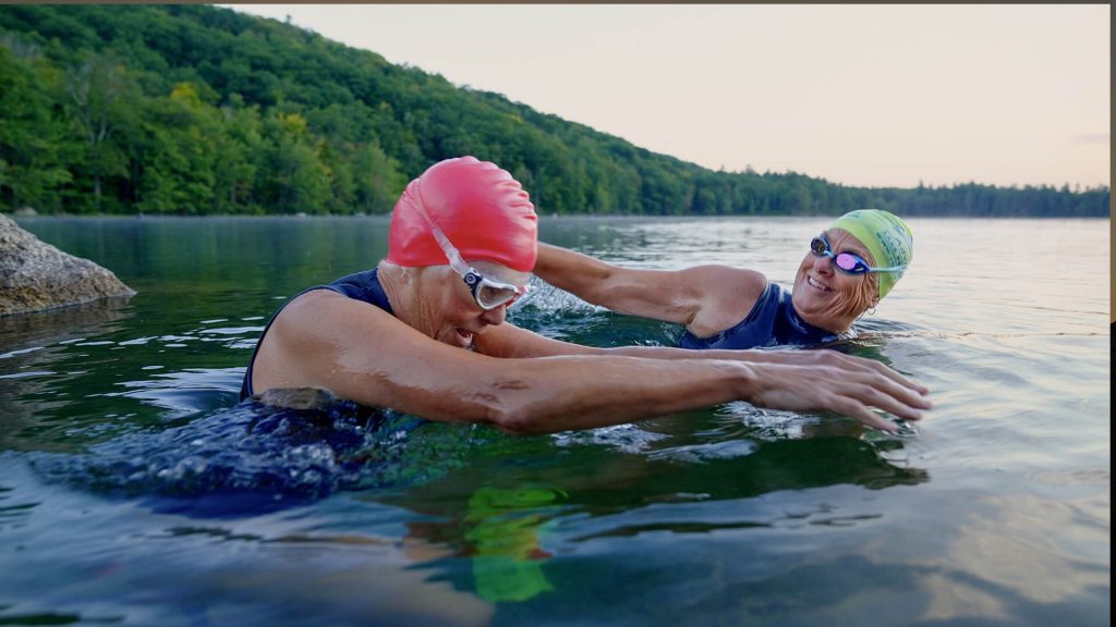 Swimmers in lake