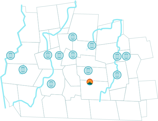 Map of waterways and river hotspots