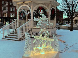 Snow and Ice festival carving by the gazebo