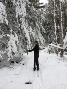 Girl Cross Country Skiing in Monadnock Region