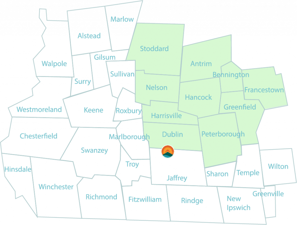 Monadnock region map with northeast section highlighted