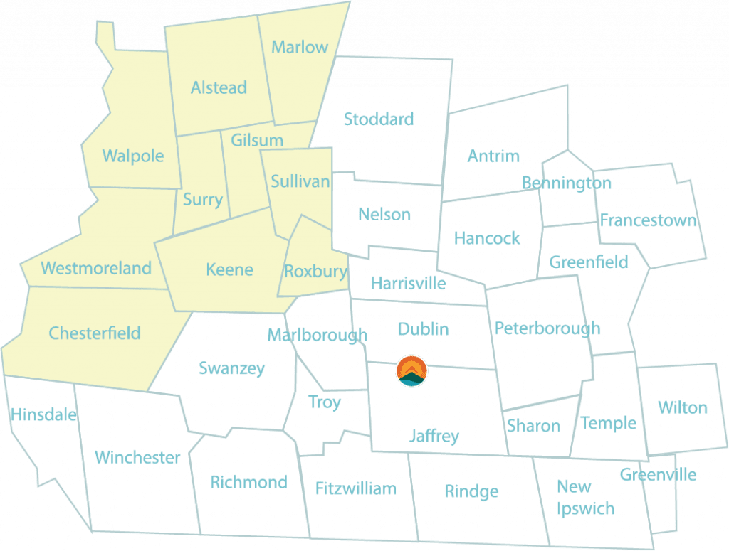 Monadnock region map with northwest section highlighted