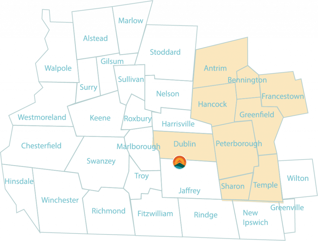 Map with SAU 1 towns highlighted