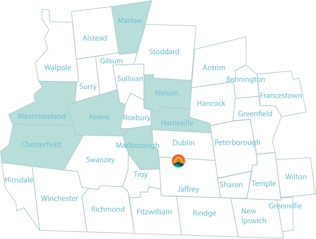 Map with SAU 29 towns highlighted