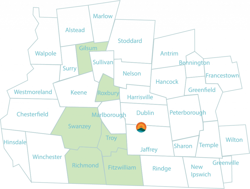 Map with SAU 93 towns highlighted