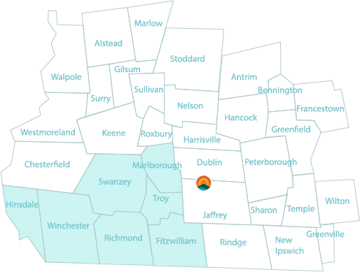 Monadnock region map with the southwest area highlighted