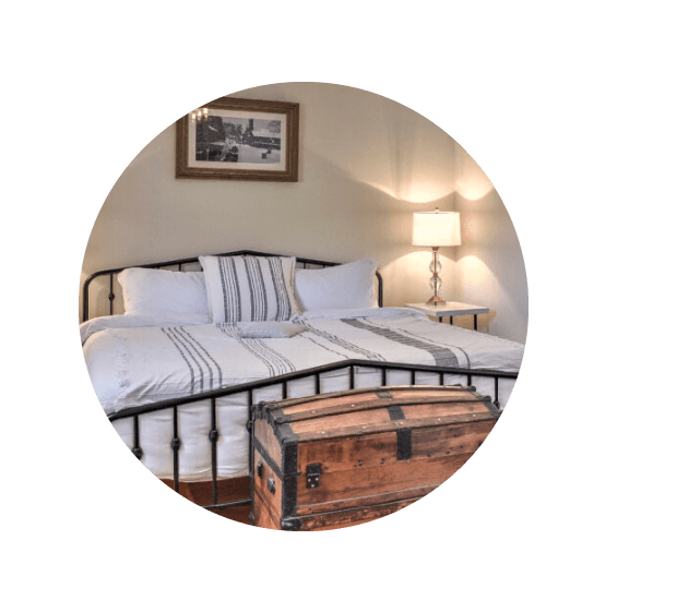 Interior of a Burrell House guest bedroom in Keene, NH