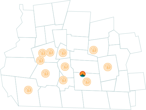 Map of Monadnock region with breweries hot spots