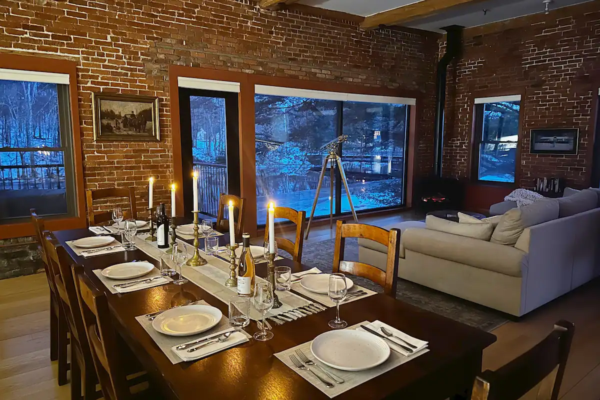 Beautifully set dining table and chairs