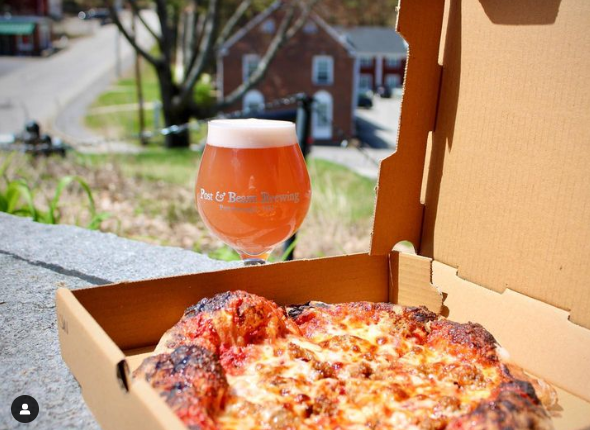 Pizza and a glass of beer