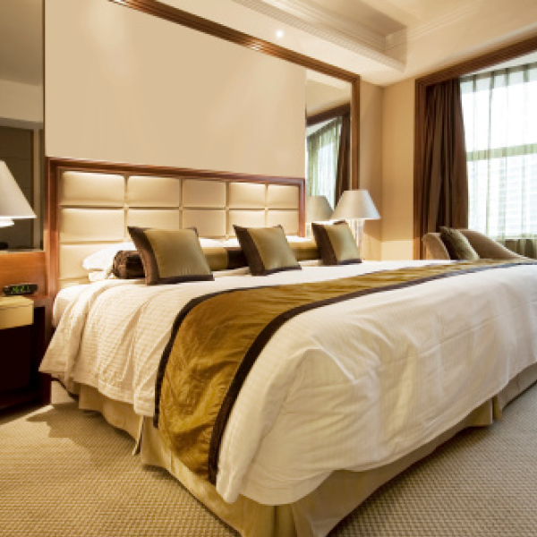 Luxury hotel bedroom interior